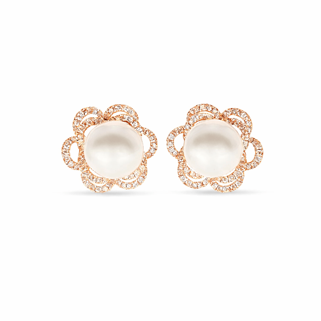 Diamond Floral Halo South Sea Pearl Earrings