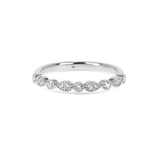 Katrina Milgrain Vintage Pear and Round Wedding Band