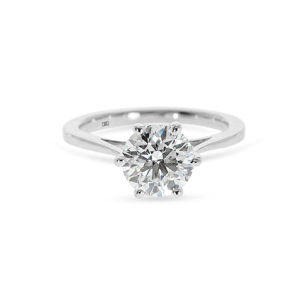 Lab Grown Hampton Classic Cathedral Round 6 Prong Solitaire Engagement Ring