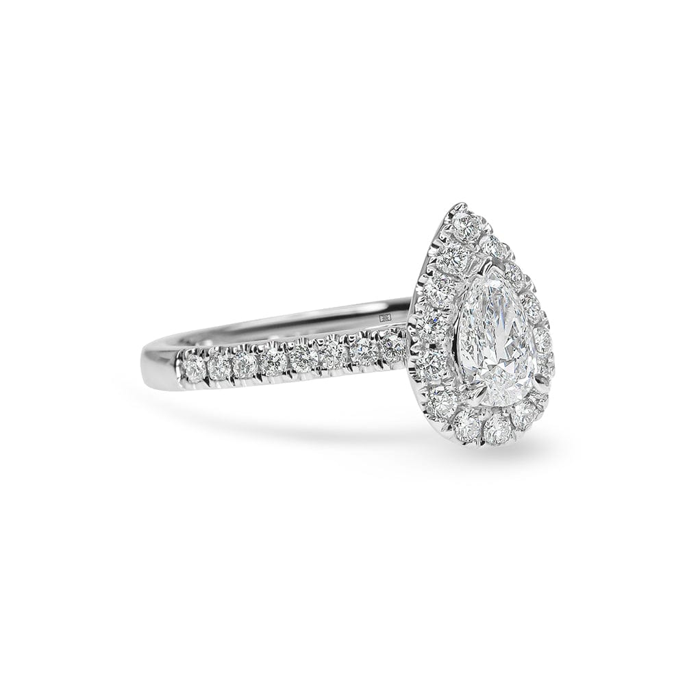 Lab Grown Elizabeth Pear Shape Diamond Halo & Sidestones Engagement Ring