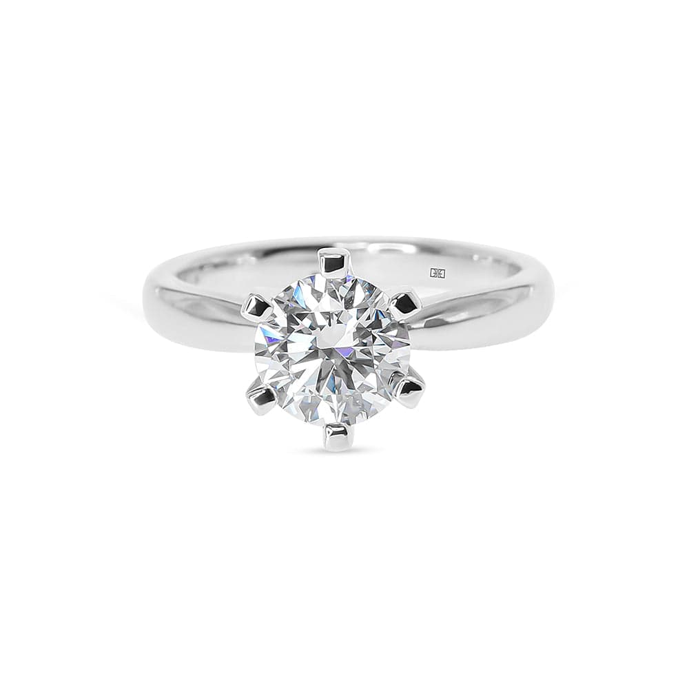 Lab Grown Spyglass Round Cut Solitaire Diamond Tapered Band Engagement Ring