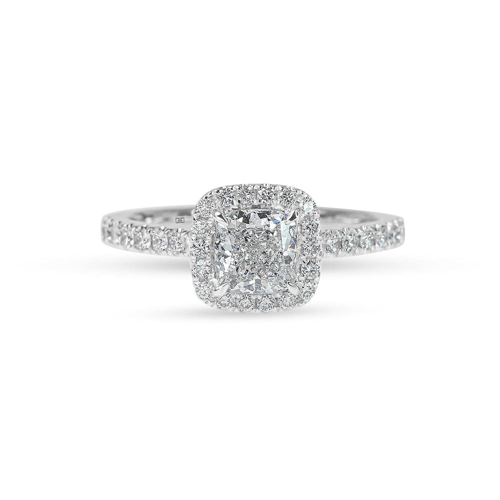 Lab Grown Adelaide Cushion Diamond Halo & Sidestones Engagement Ring