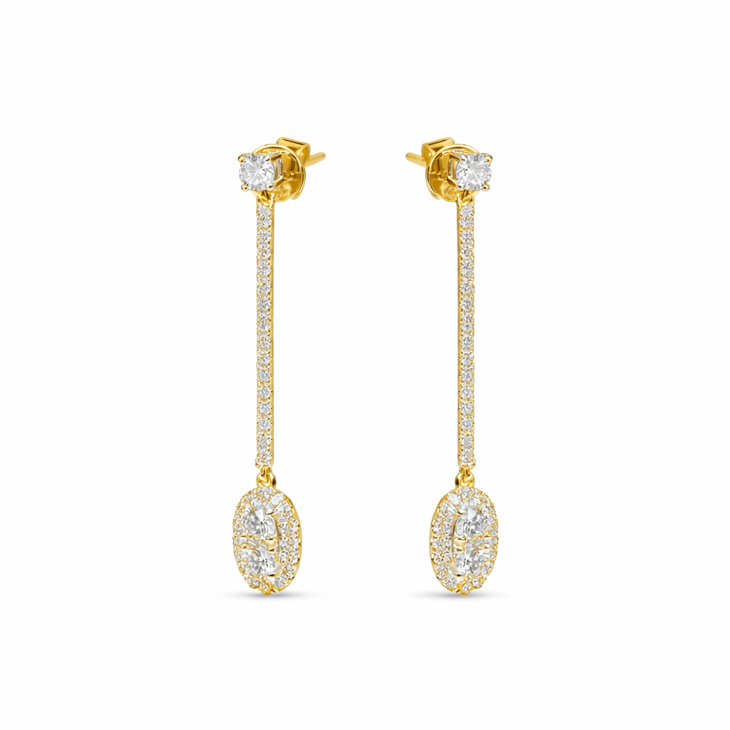 Oval Diamond Drop Earrings