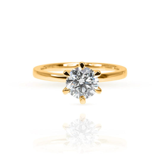 Lab Grown Classic Round 6 Prong Solitaire Engagement Ring