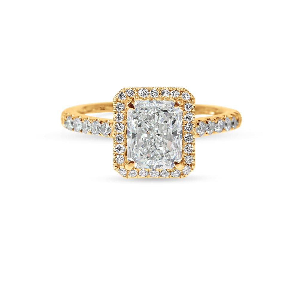 Lab Grown Tangier Radiant Cut Halo Engagement Ring