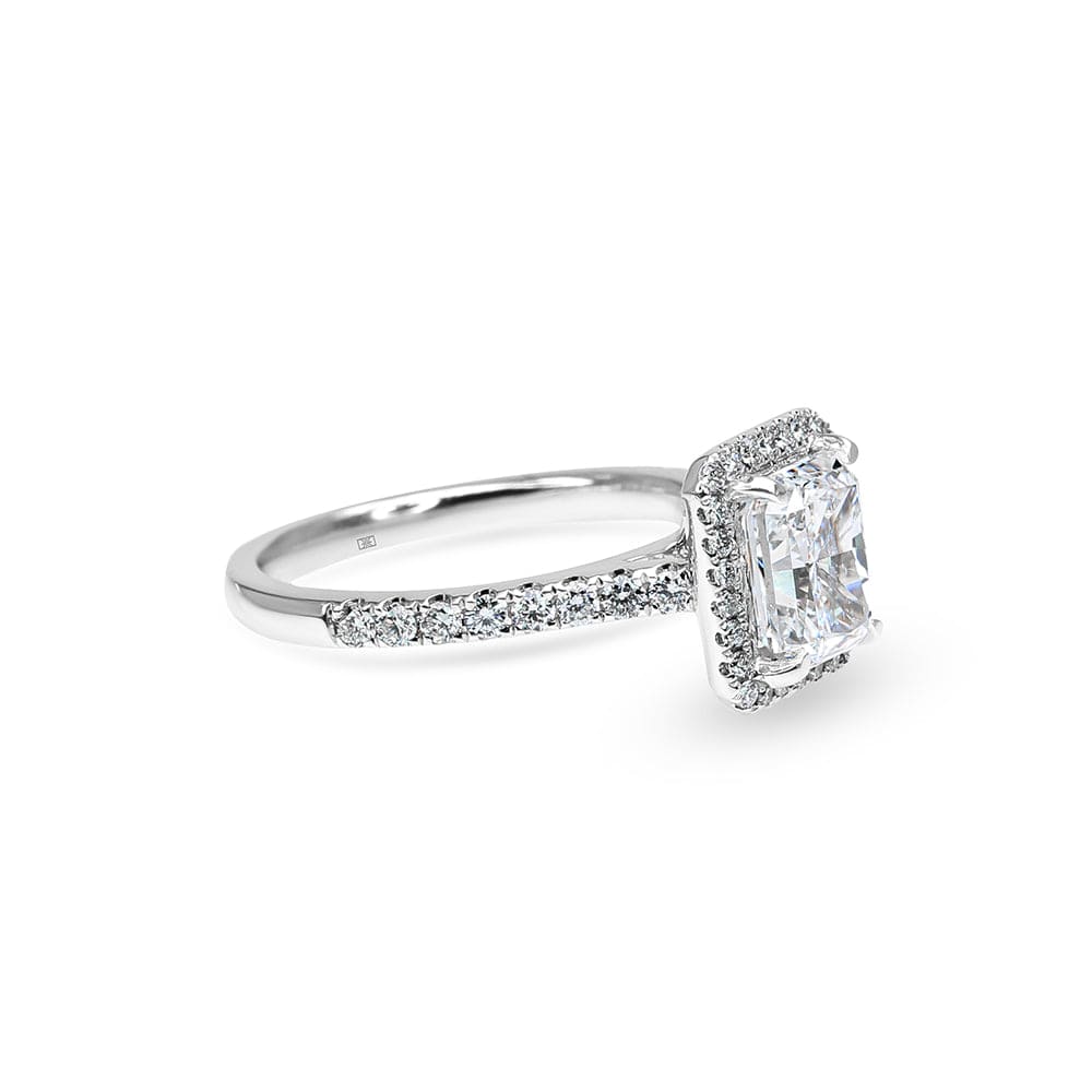 Lab Grown Tangier Radiant Cut Halo Engagement Ring