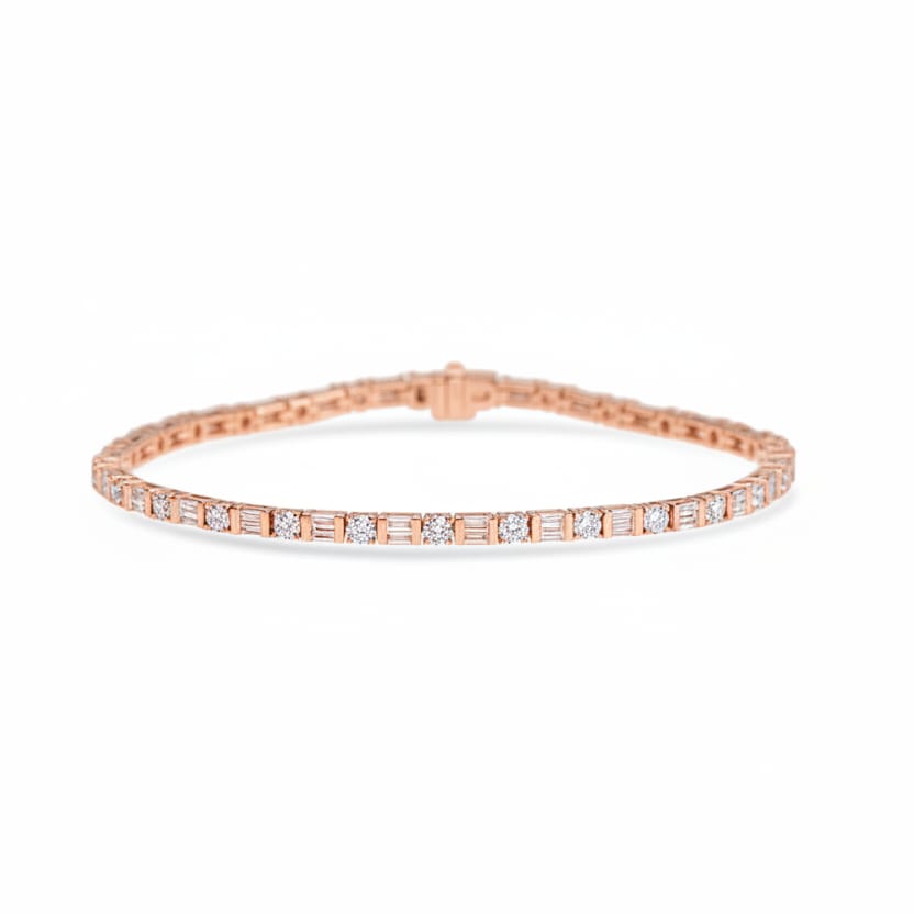 Baguette & Round Diamond Tennis Bracelet