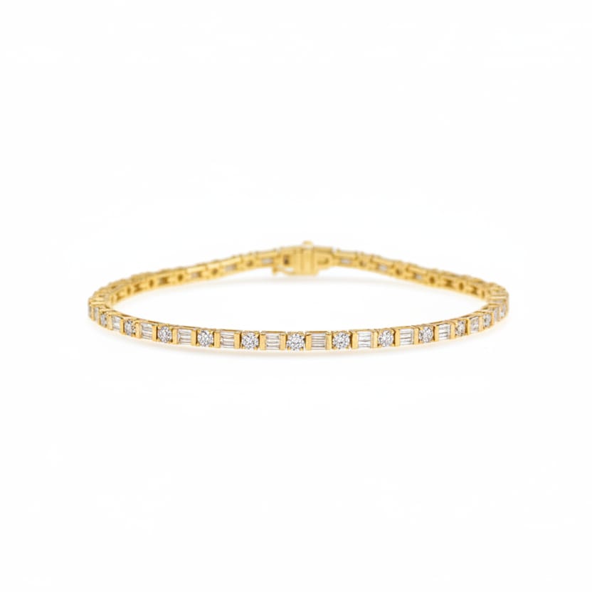 Baguette & Round Diamond Tennis Bracelet