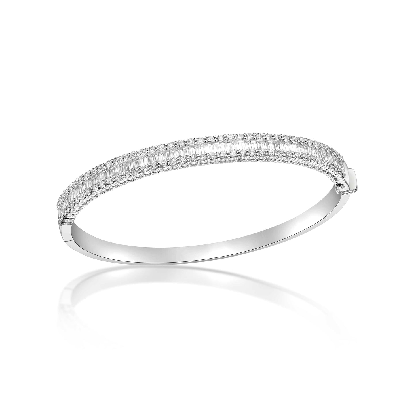 Baguette & Round Diamond Bangle