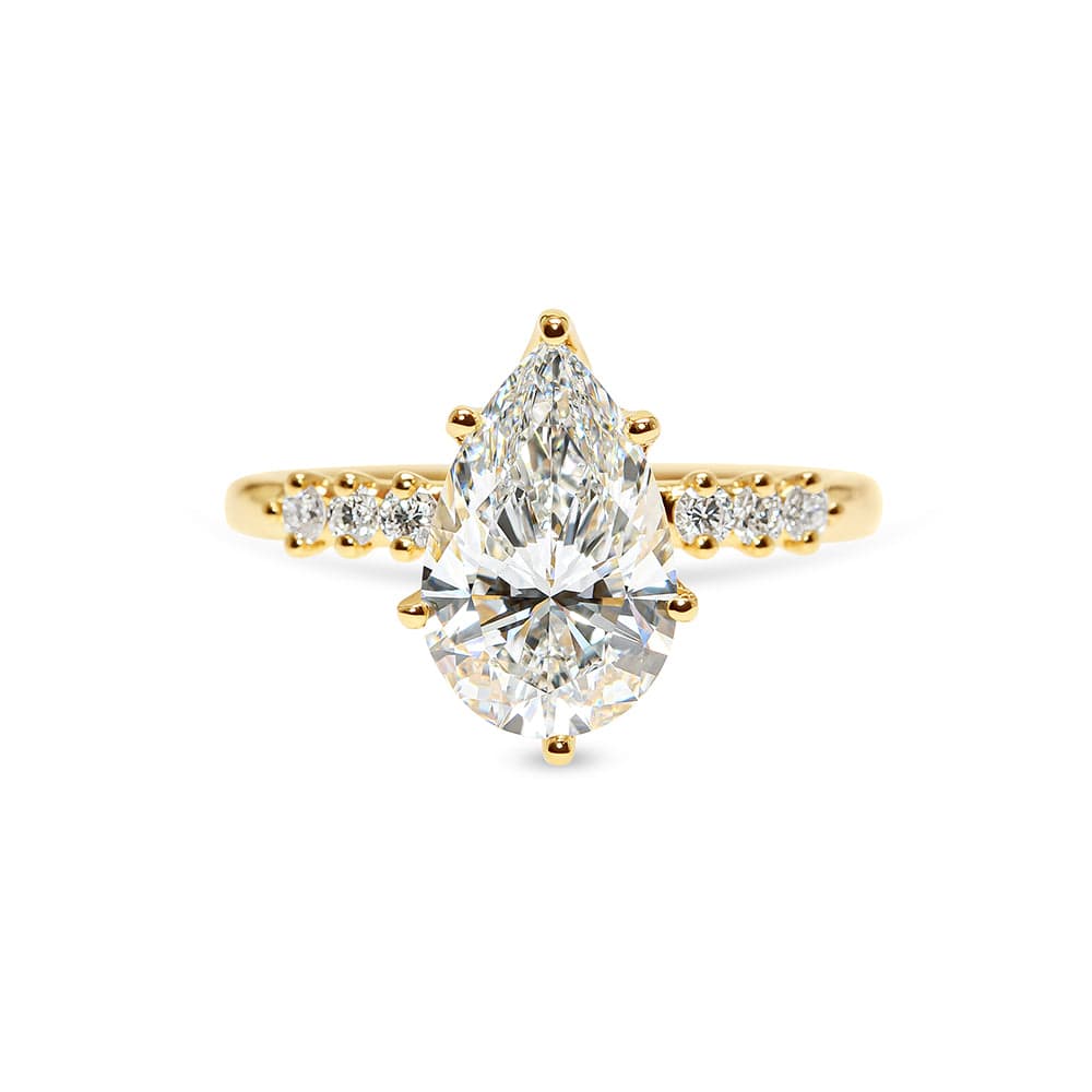 Lab Grown Phoenix Pear Cut Diamond Sidestones Engagement Ring