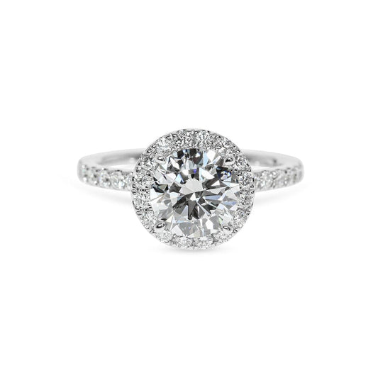 Classic Round Halo with Side Stones Engagement Ring
