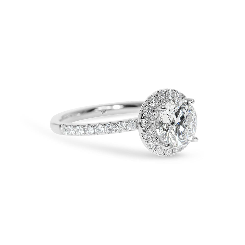 Classic Round Halo with Side Stones Engagement Ring