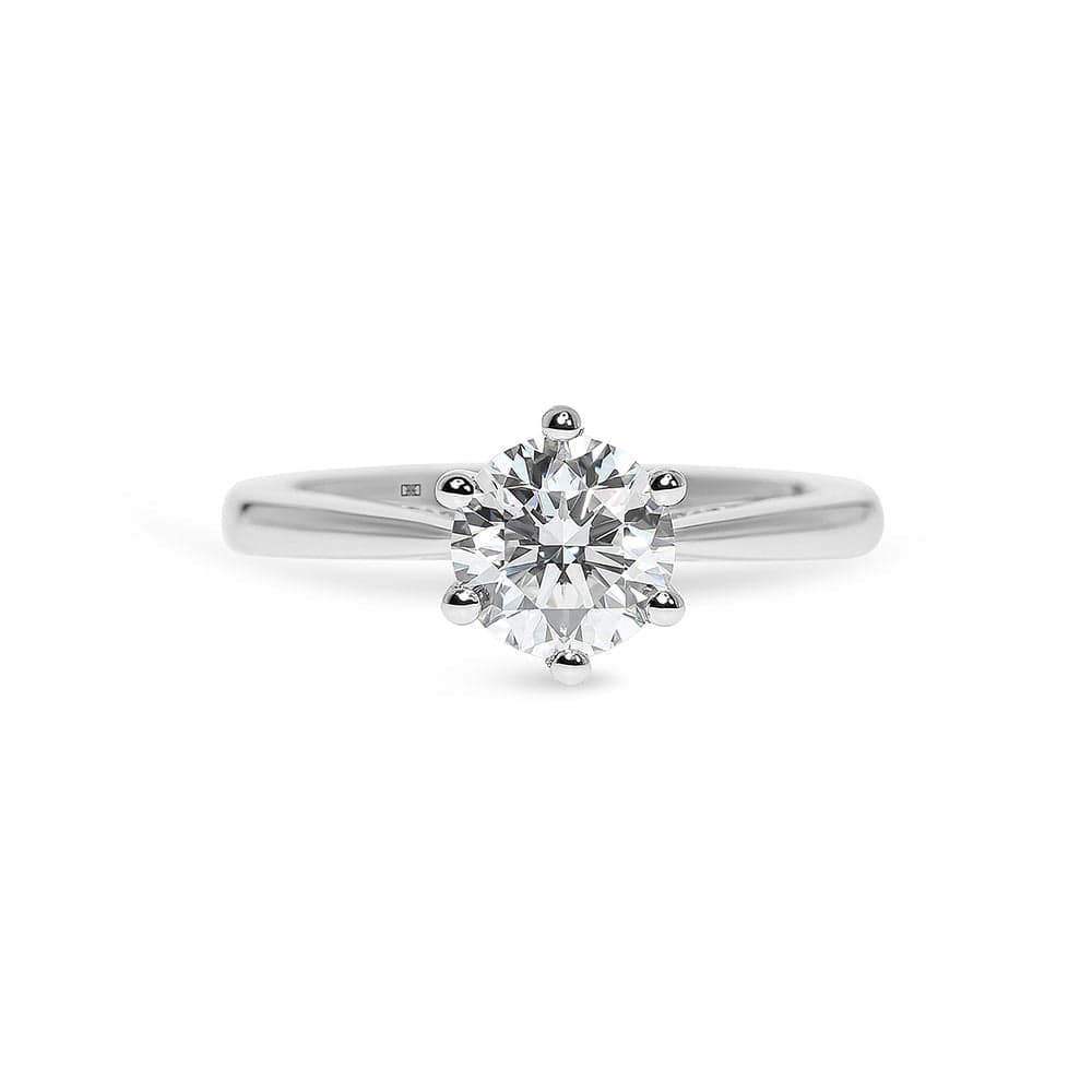 Classic Round Solitaire with Diamonds Bridge Engagement Ring