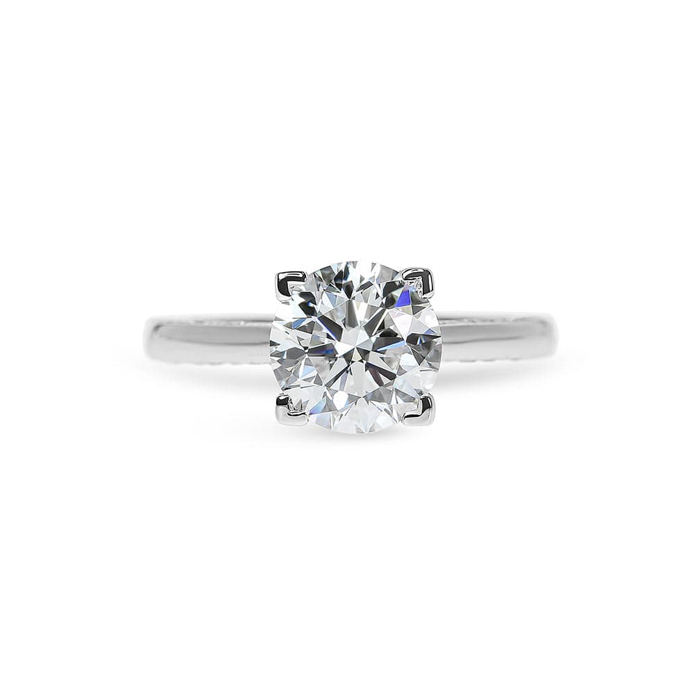 Lab Grown Sofia Round Cut Diamond & Hidden Halo with Sidestones Engagment Ring