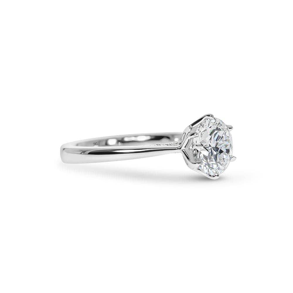 Lab Grown Sutton Round Solitaire with Bridge Diamond Engagement Ring