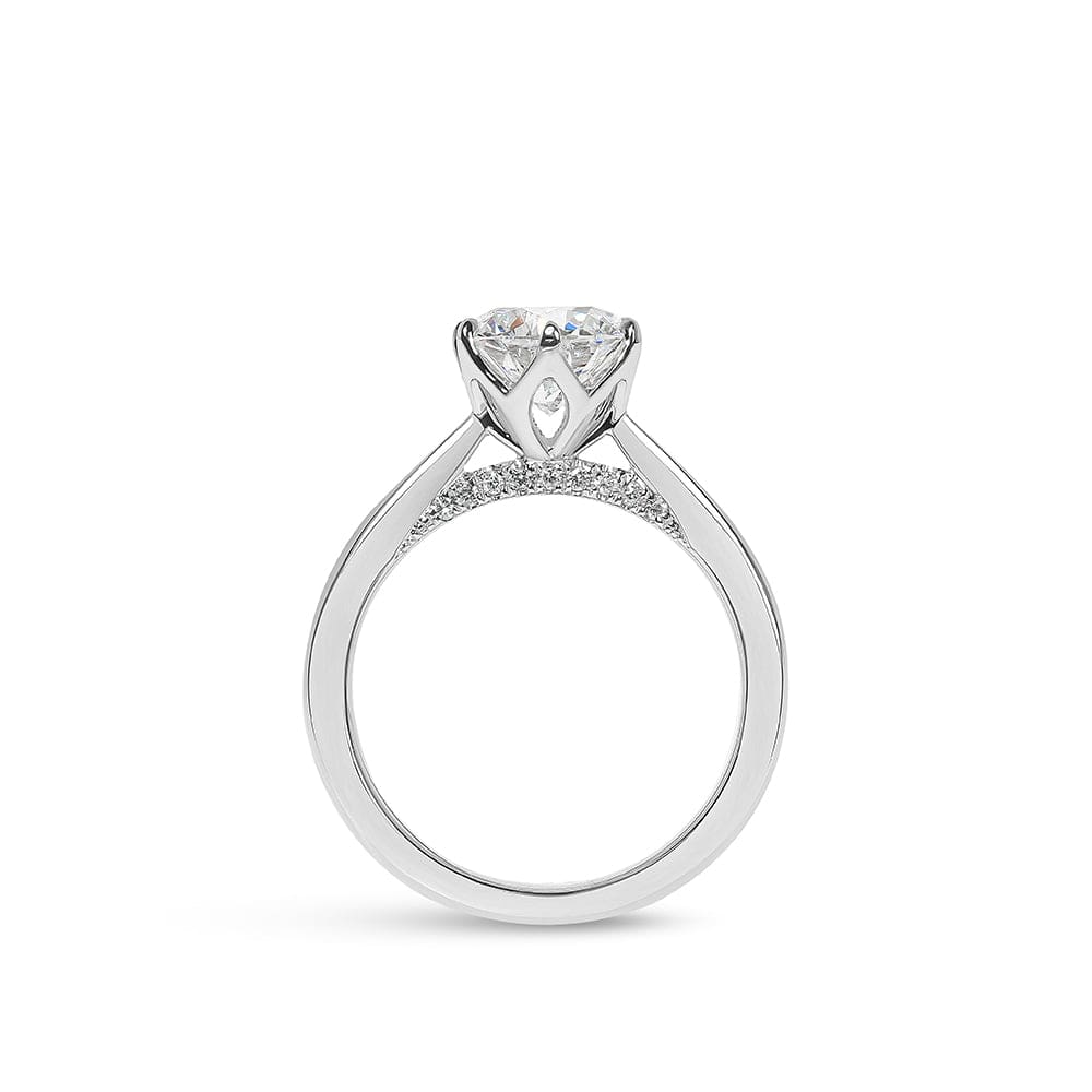 Lab Grown Sutton Round Solitaire with Bridge Diamond Engagement Ring