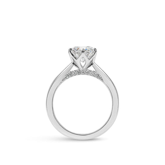 Sutton Round Solitaire with Bridge Diamond Engagement Ring