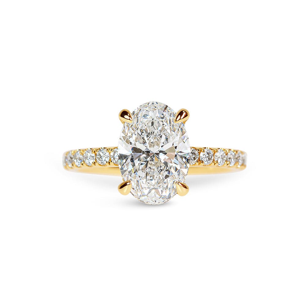 Lab Grown Kendall Oval Cut Diamond with Hidden Halo & Sidestones Engagement Ring