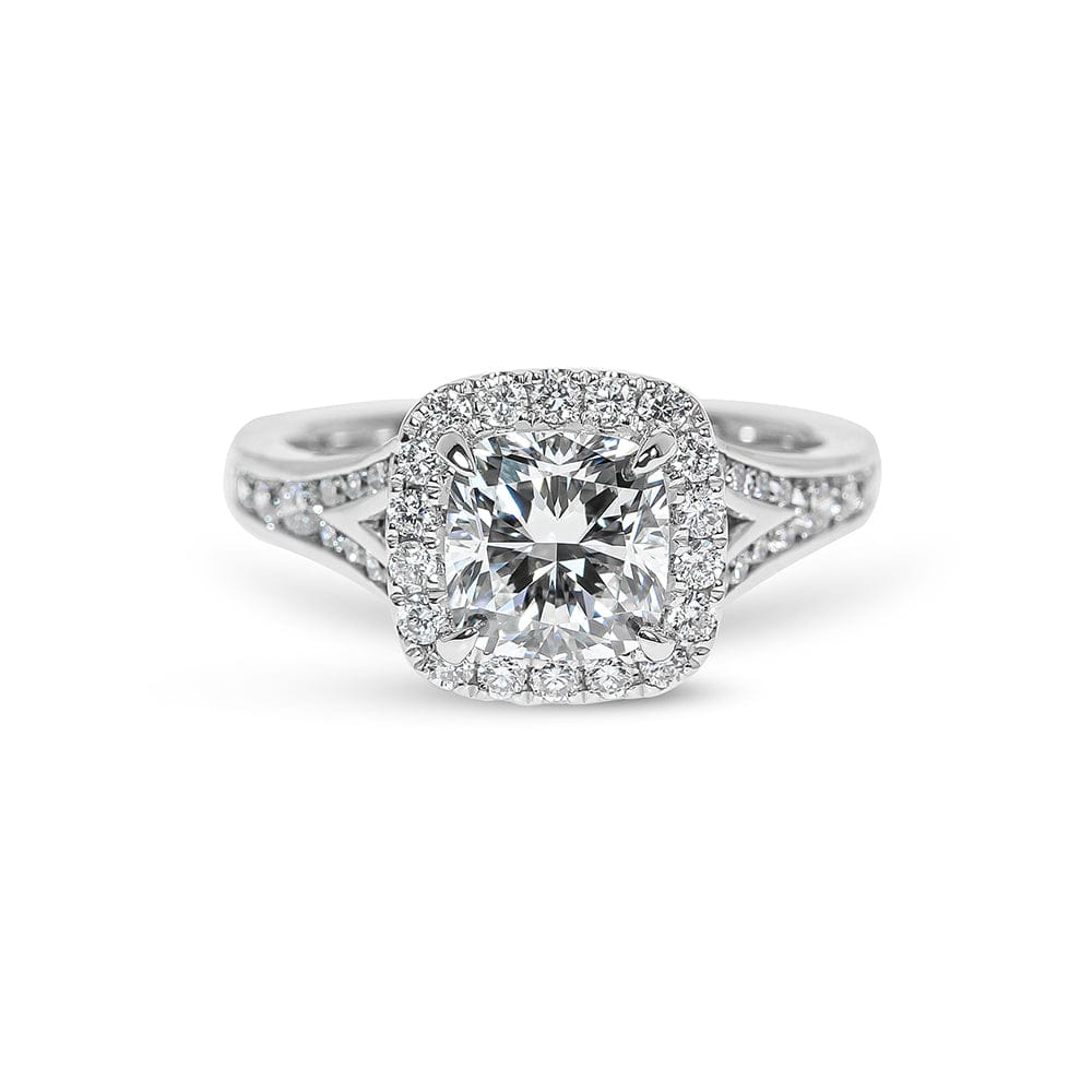 Waverly Cushion Diamond Halo & Split Shank Engagement Ring