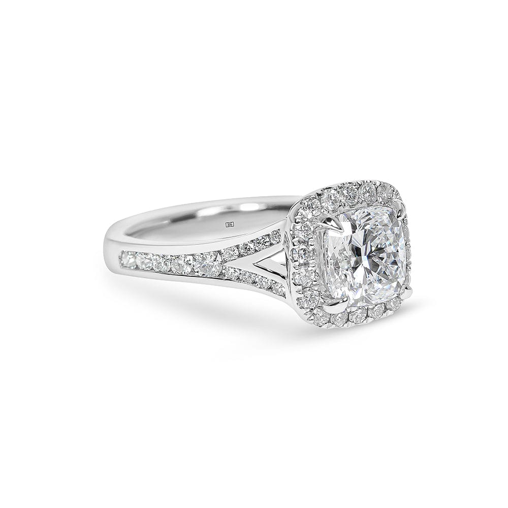 Waverly Cushion Diamond Halo Split Shank Engagement Ring