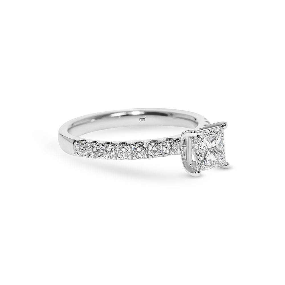 Valeria Princess Cut Diamond & Sidestones Engagement Ring