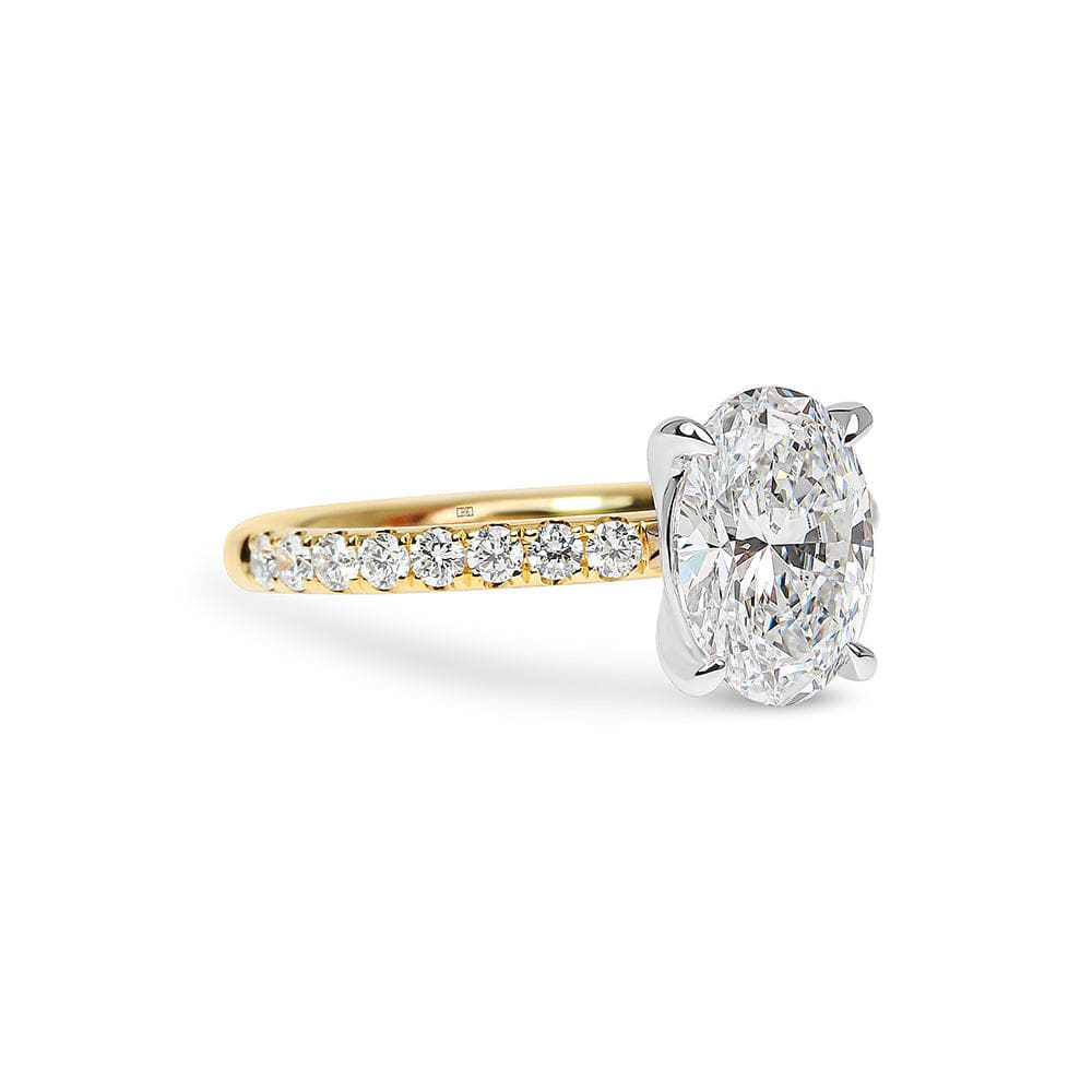 Lab Grown Haley Oval Cut Diamond & Sidestones Engagement Ring