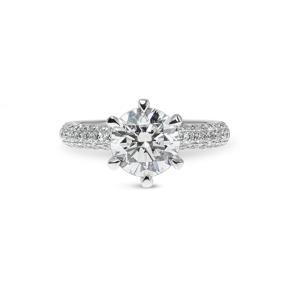 Kaylee Round Cut Diamond & Micropave Sidestones Engagement Ring