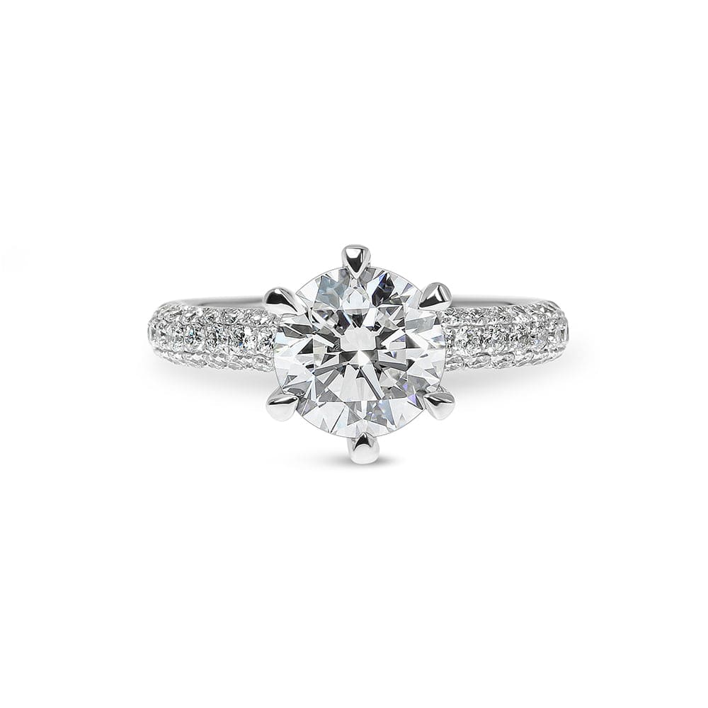 Lab Grown Kaylee Round Cut Diamond & Micropave Sidestones Engagement Ring