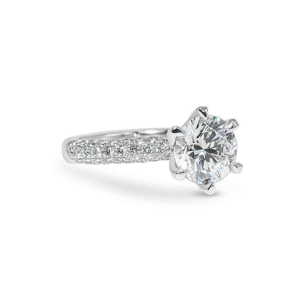 Lab Grown Kaylee Round Cut Diamond & Micropave Sidestones Engagement Ring