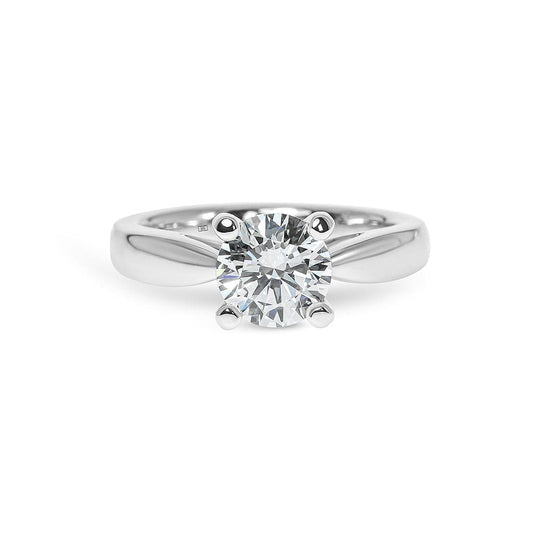 Mia Round 4 Prong Cathedral Solitaire wiith Tapered Band Engagement Ring