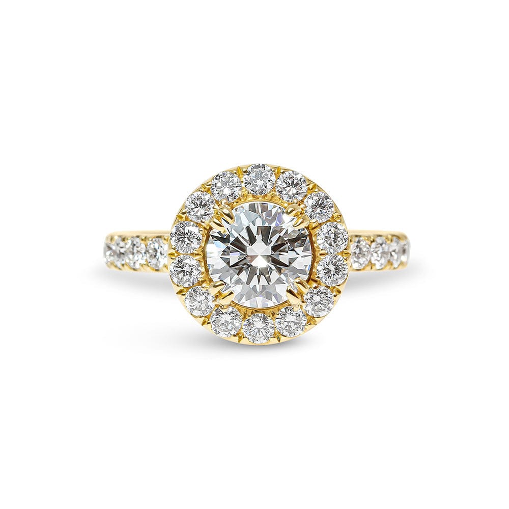 Lab Grown Nicole Round Cut Diamond with Diamond Halo & Sidestones Engagement Ring