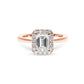 Tahlia Emerald Cut Halo & Sidestones Engagement Ring