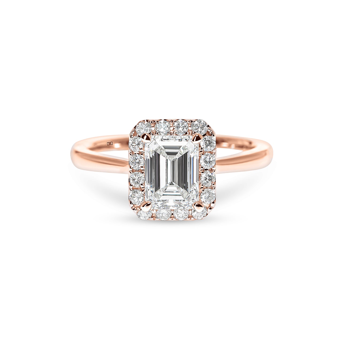 Tahlia Emerald Cut Halo & Sidestones Engagement Ring