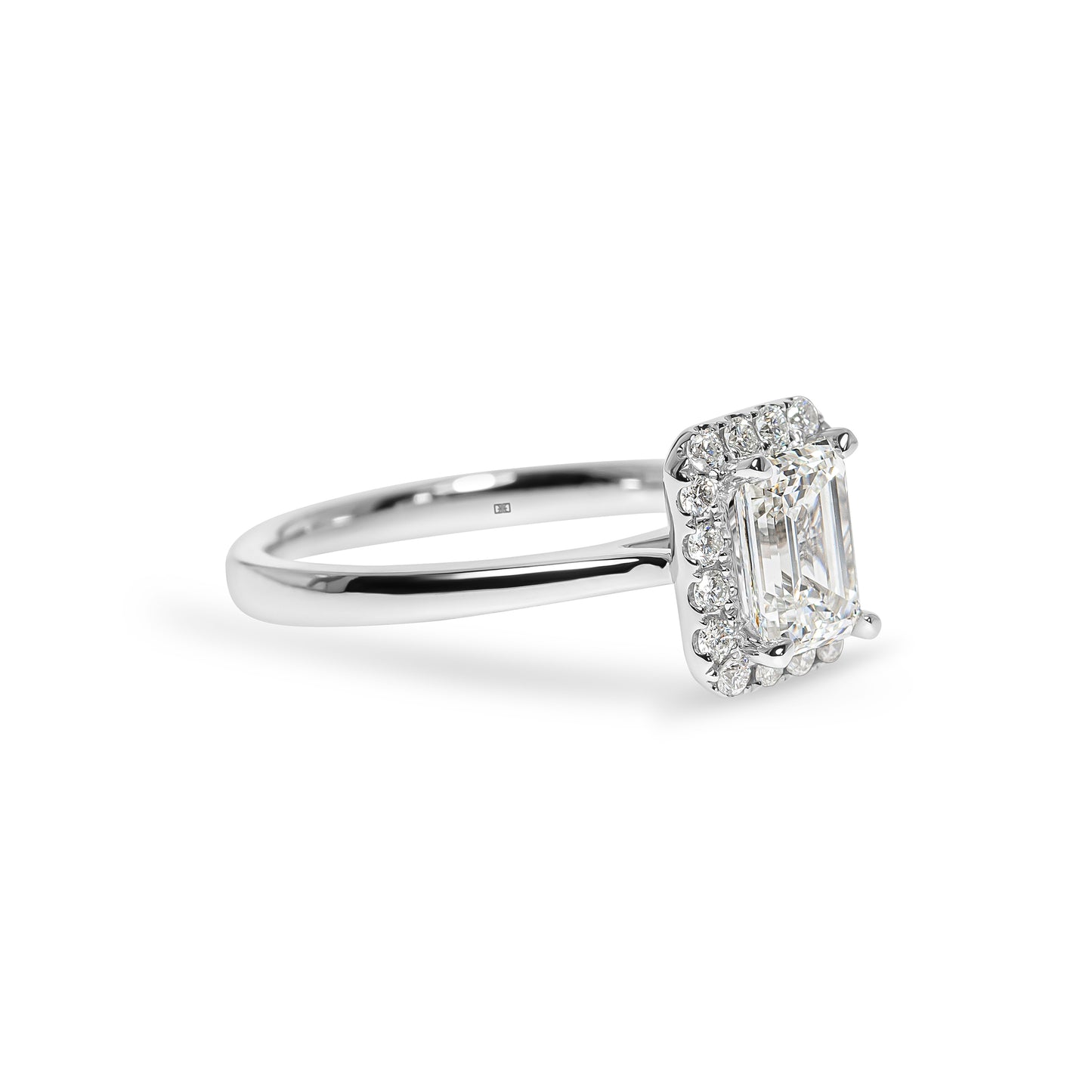 Tahlia Emerald Cut Halo & Sidestones Engagement Ring