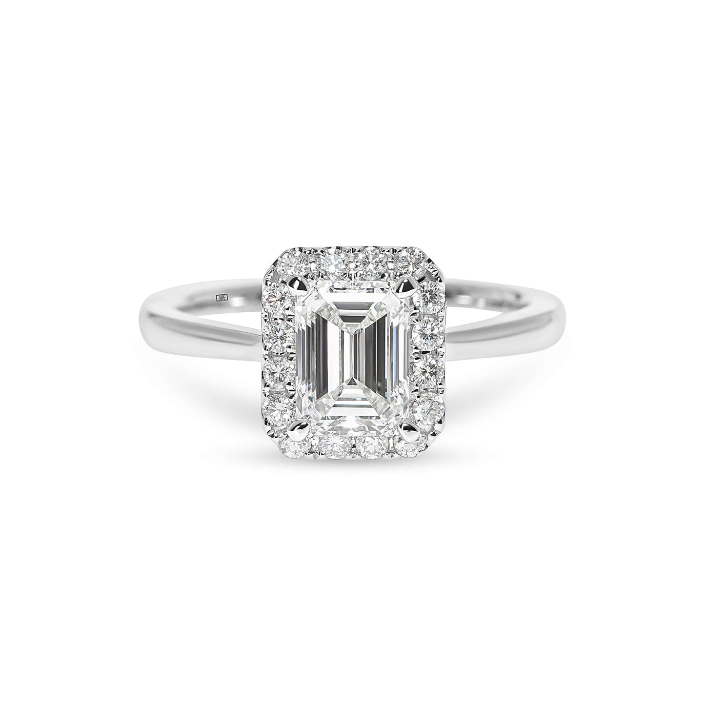 Tahlia Emerald Cut Halo & Sidestones Engagement Ring