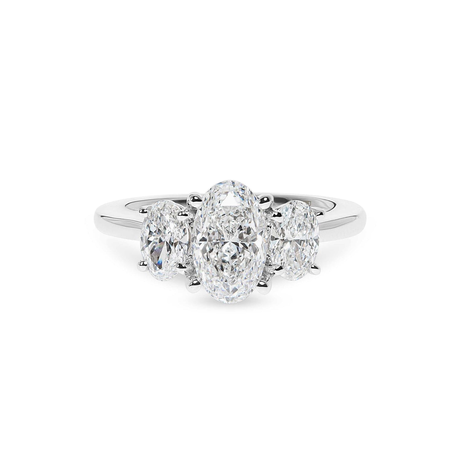 Camellia Trilogy Three Stone Oval Engagement Ring