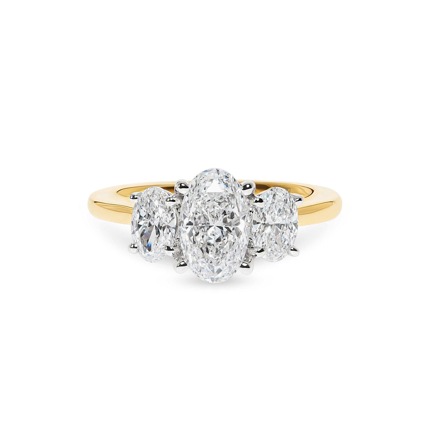 Camellia Trilogy Three Stone Oval Engagement Ring