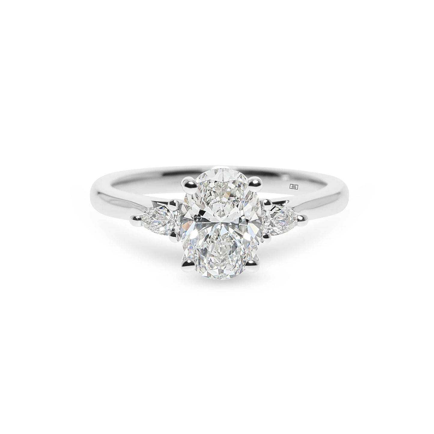 Eternal Harmony Lab Grown Oval Trilogy Engagement Ring