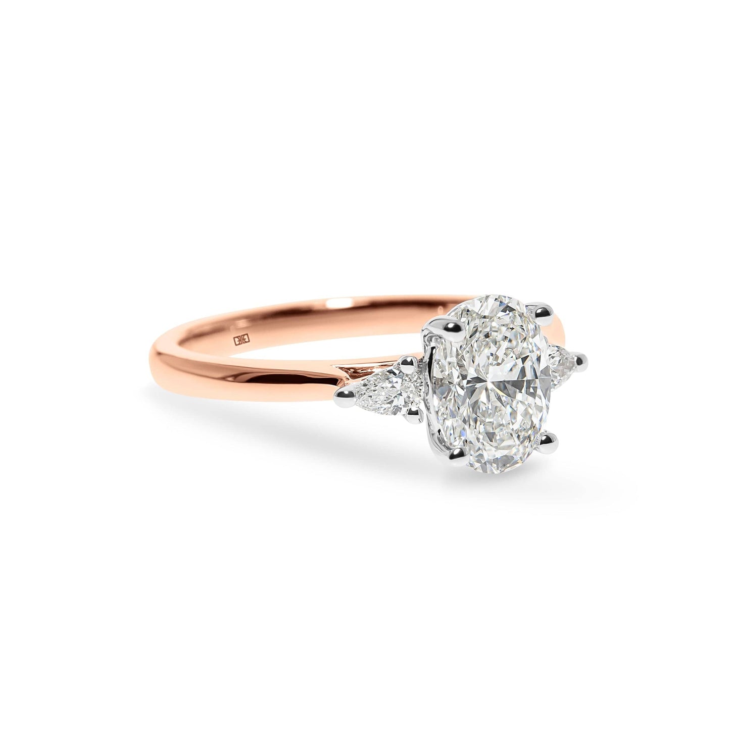 Eternal Harmony Lab Grown Oval Trilogy Engagement Ring