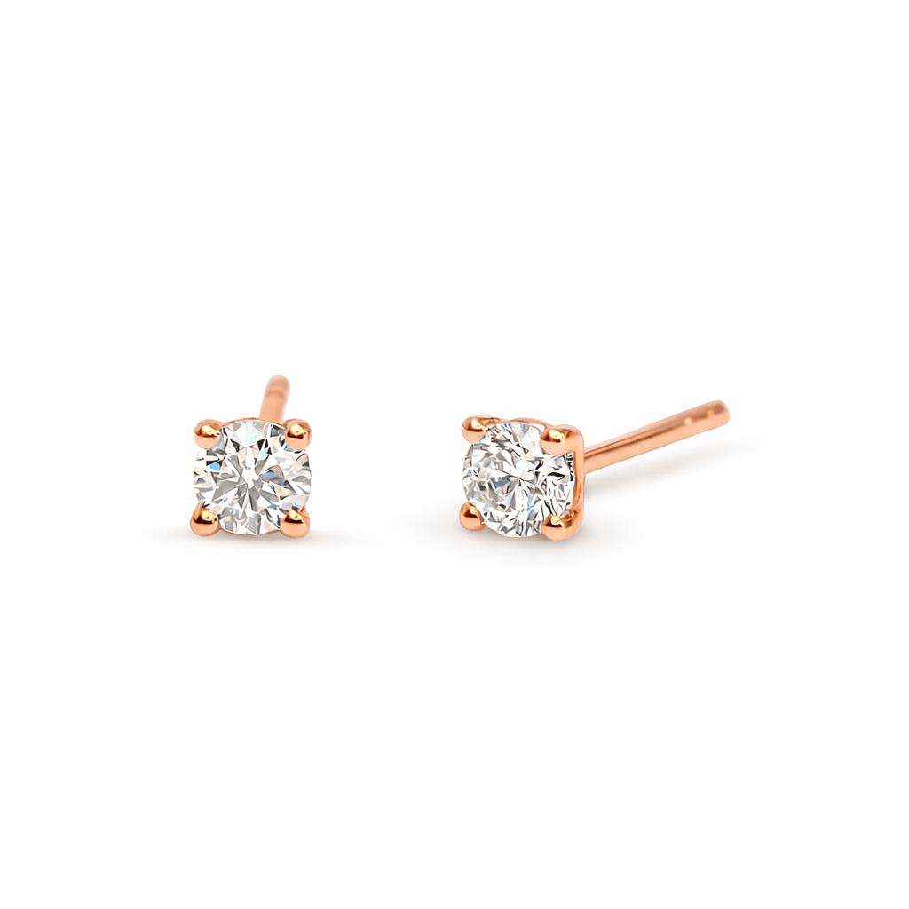 Solitaire Diamond Earrings with Removable Halo (S)