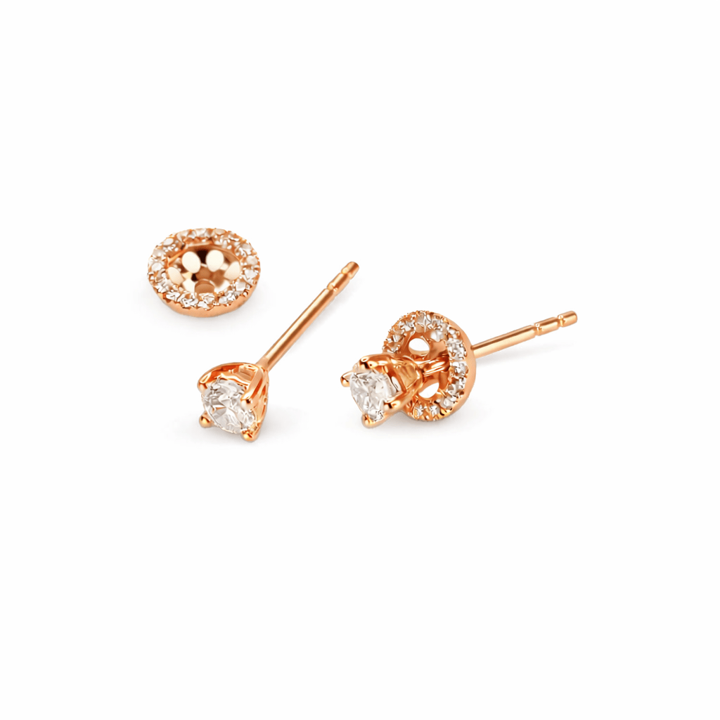 Solitaire Diamond Earrings with Removable Halo (S)