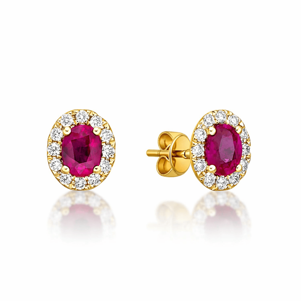 Ruby Oval Halo Earrings