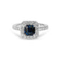 Emerald Cut Sapphire & Diamond Halo Ring