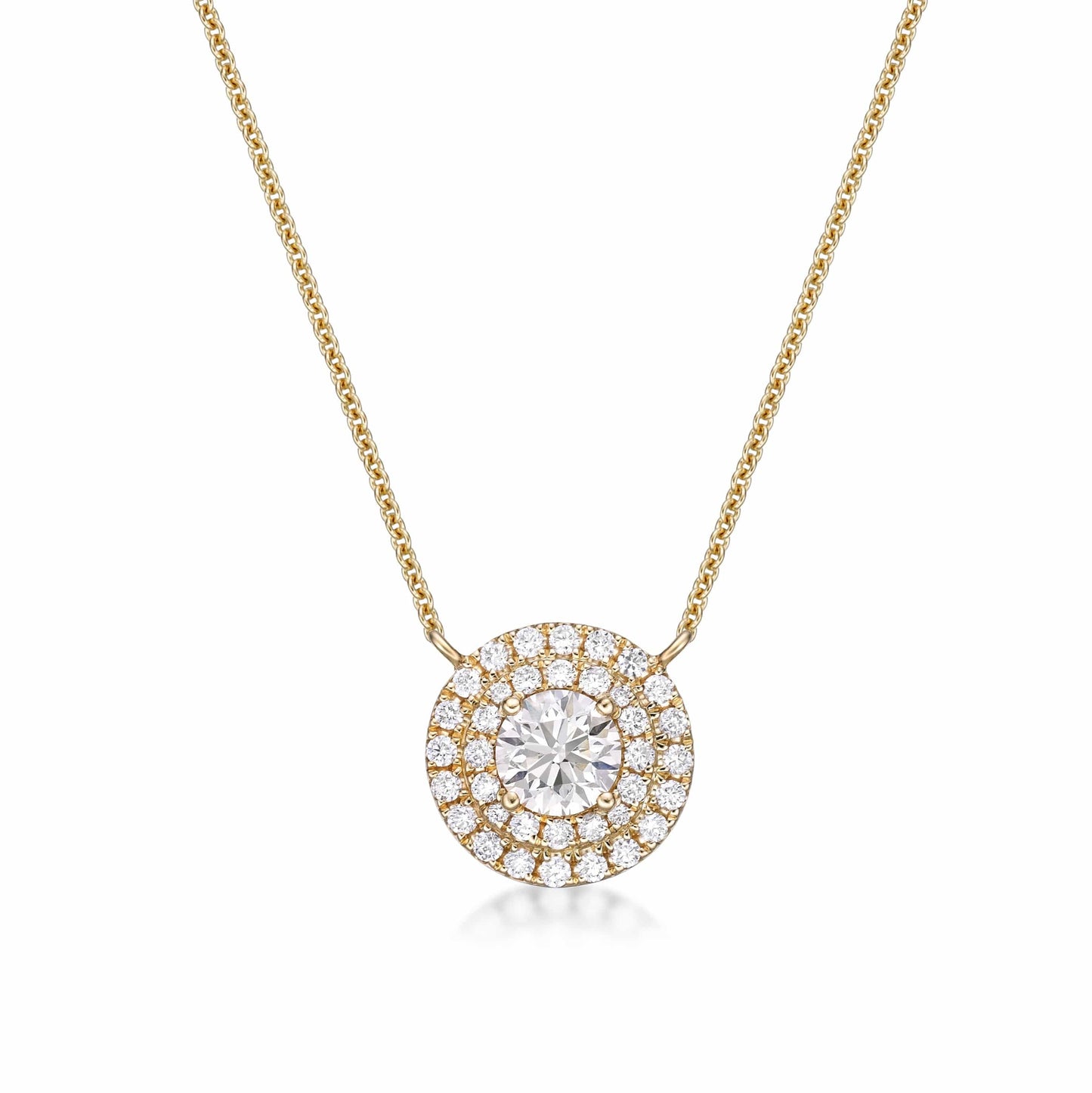 Circle Double Halo Diamond Necklace