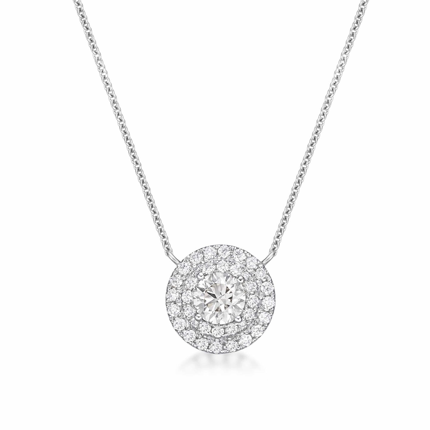 Circle Double Halo Diamond Necklace