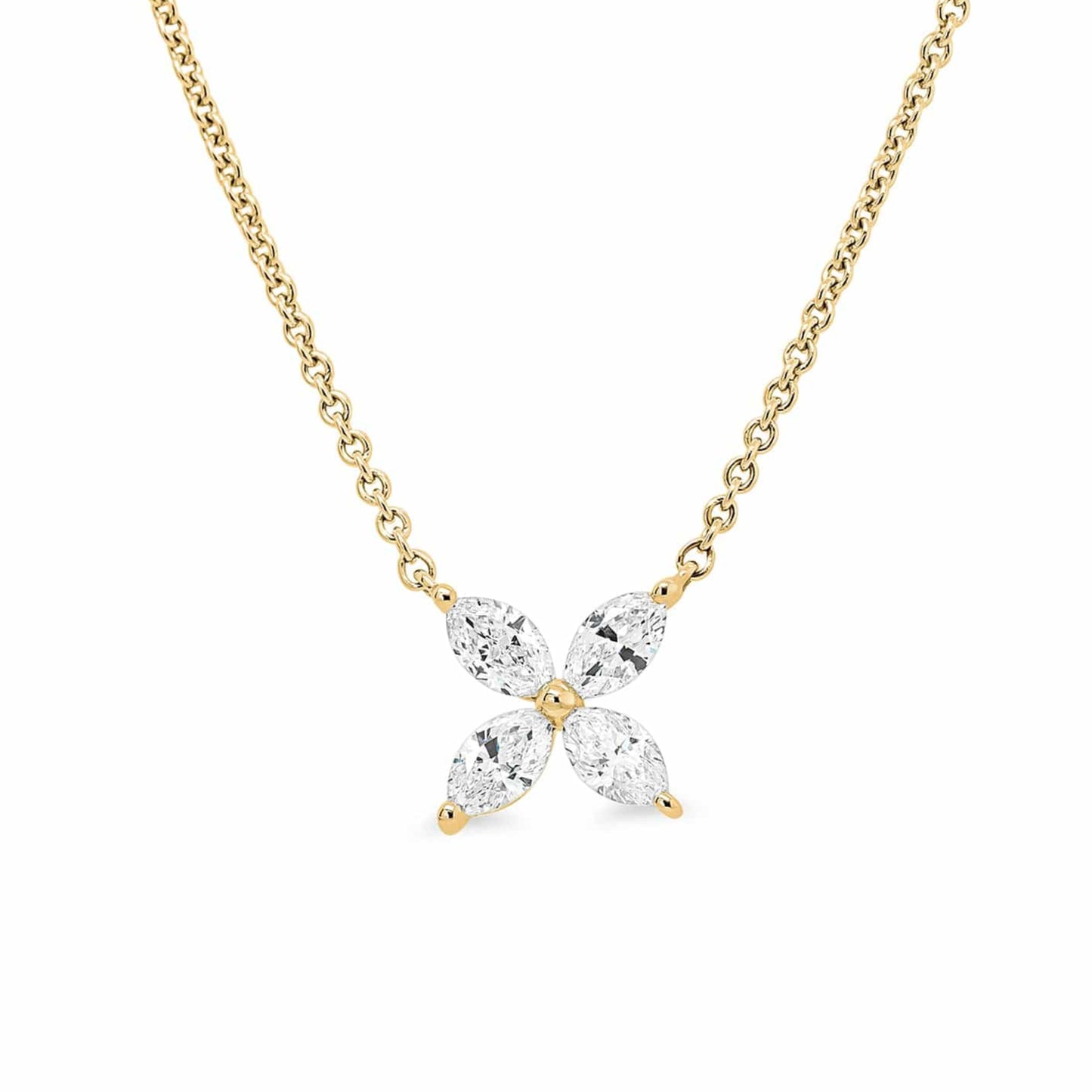 榄尖形花卉钻石项链