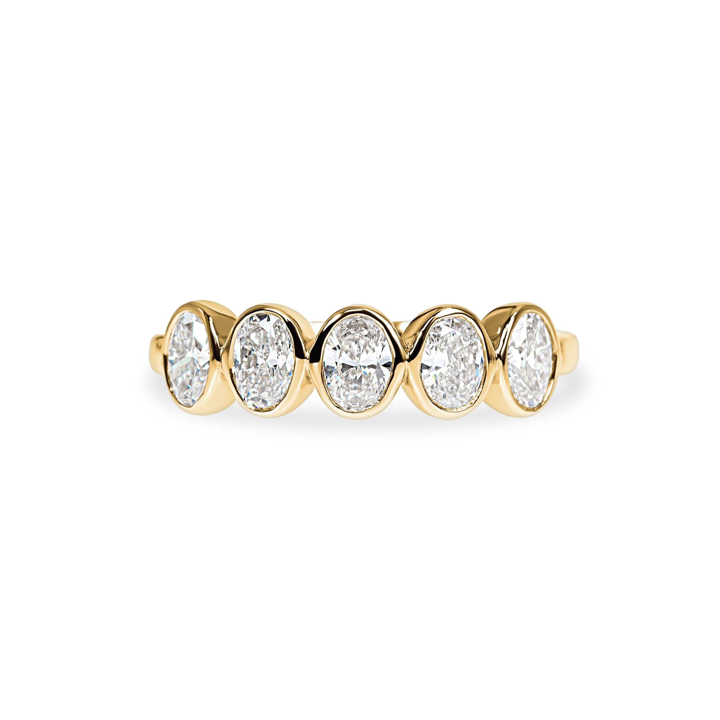 Bezel Oval Cut Wedding Band