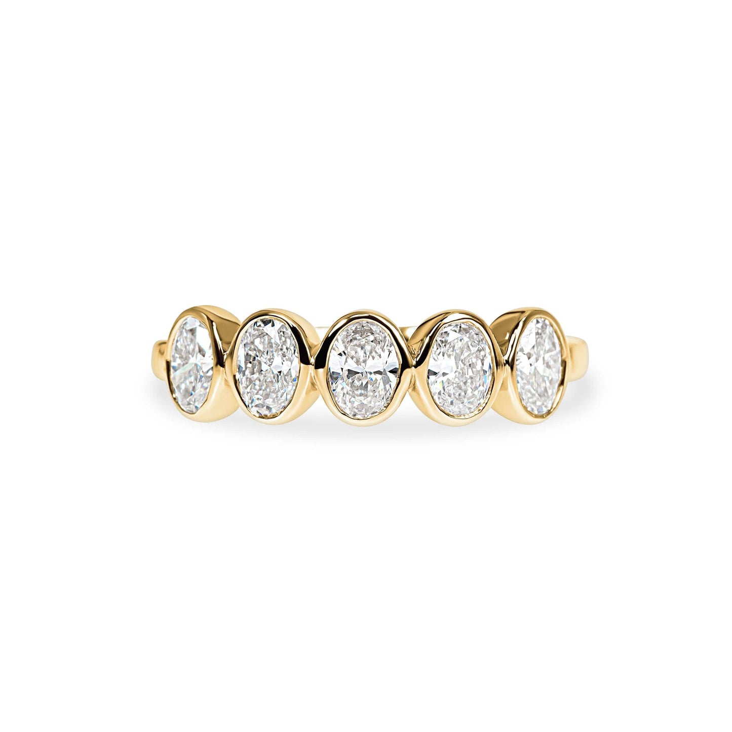 Bezel Oval Cut Wedding Band