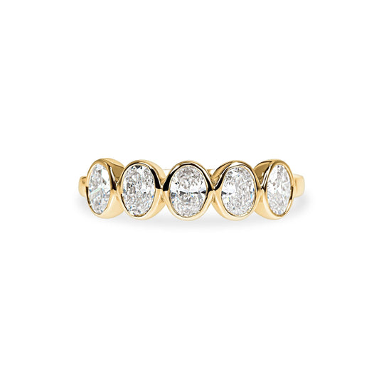 Bezel Oval Cut Wedding Band