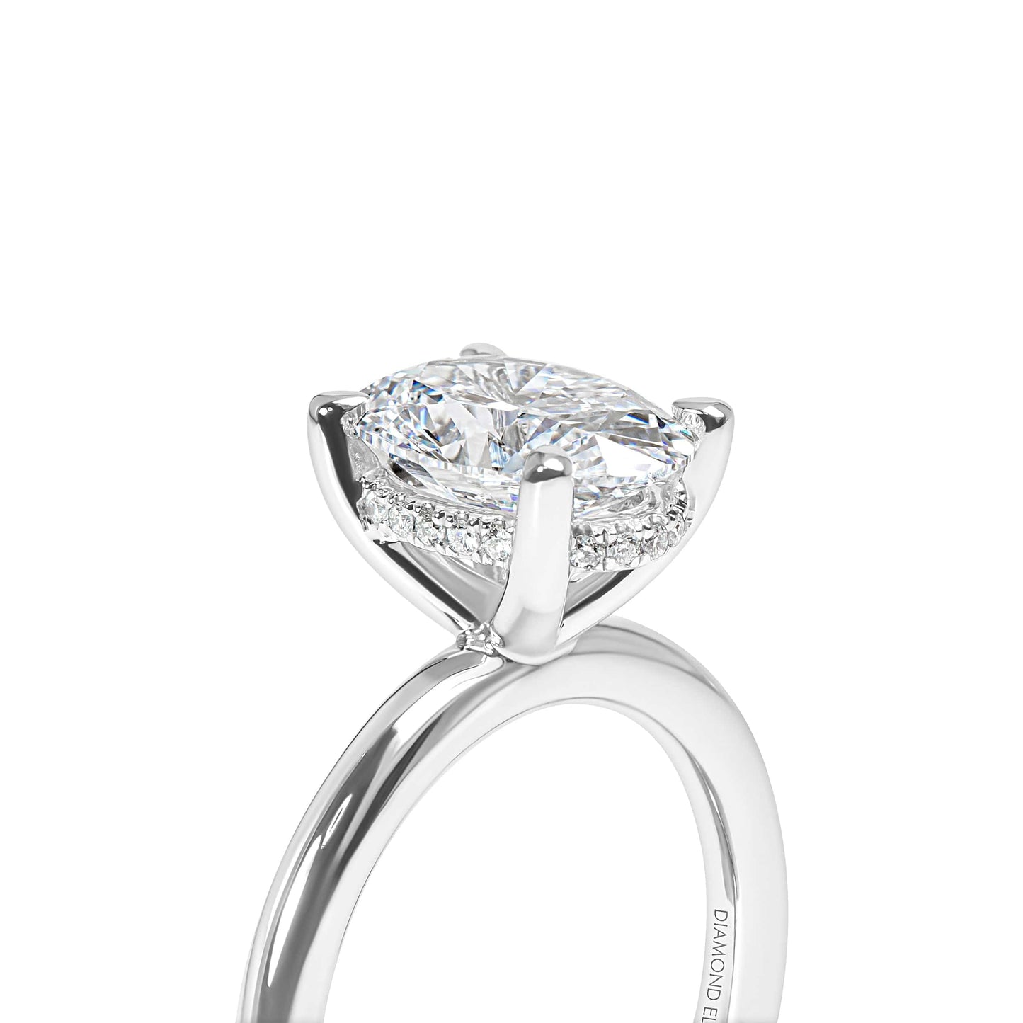 Lab Grown Michelle Oval Solitaire Hidden Halo Ring